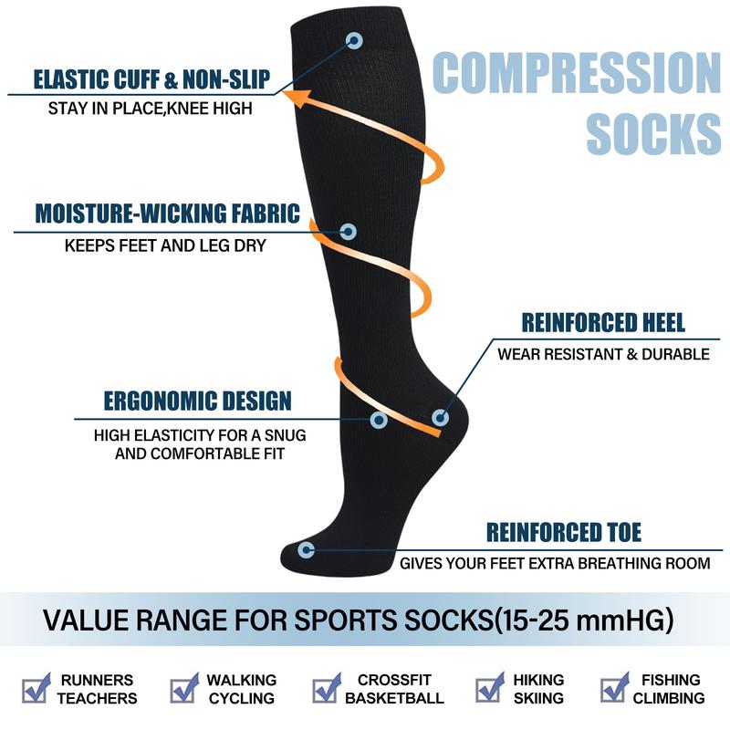 Knee-high Sports Socks for Men and Women - 4 Pairs Socks