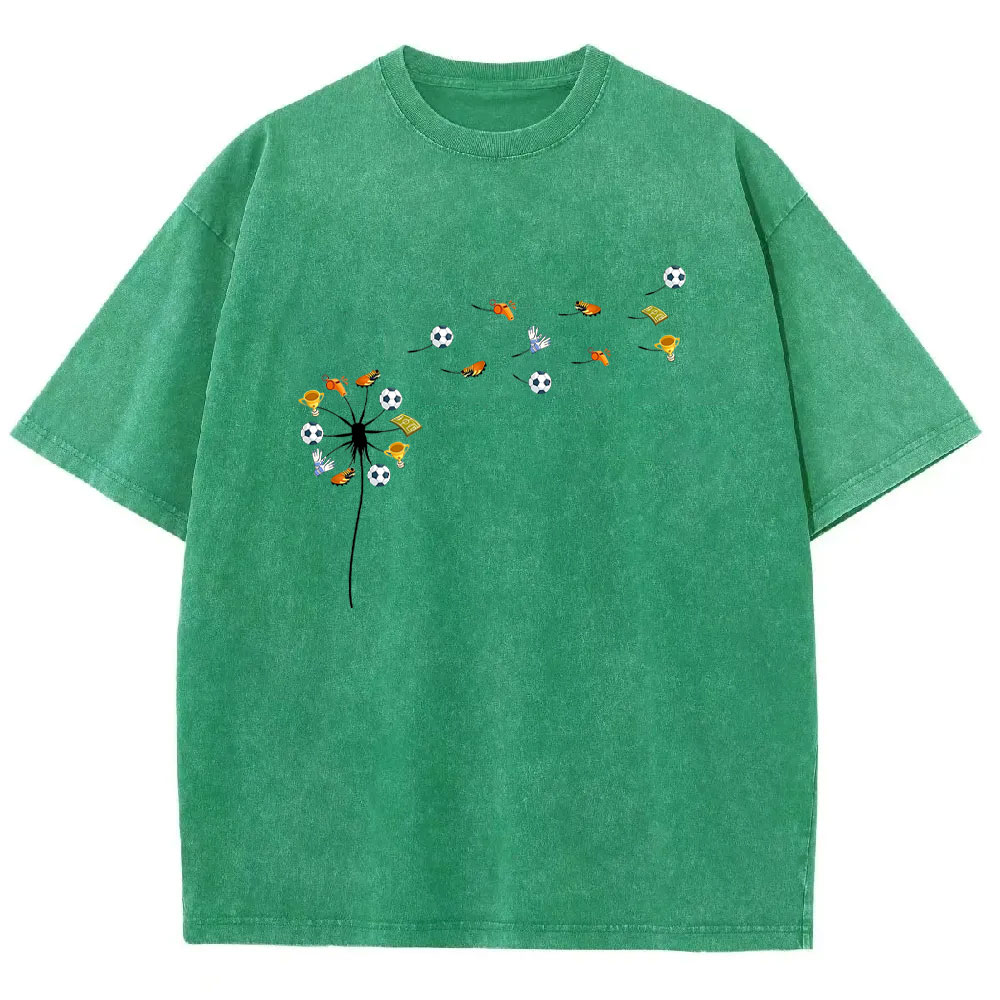Soccer Dandelion Funny Washed T-shirt