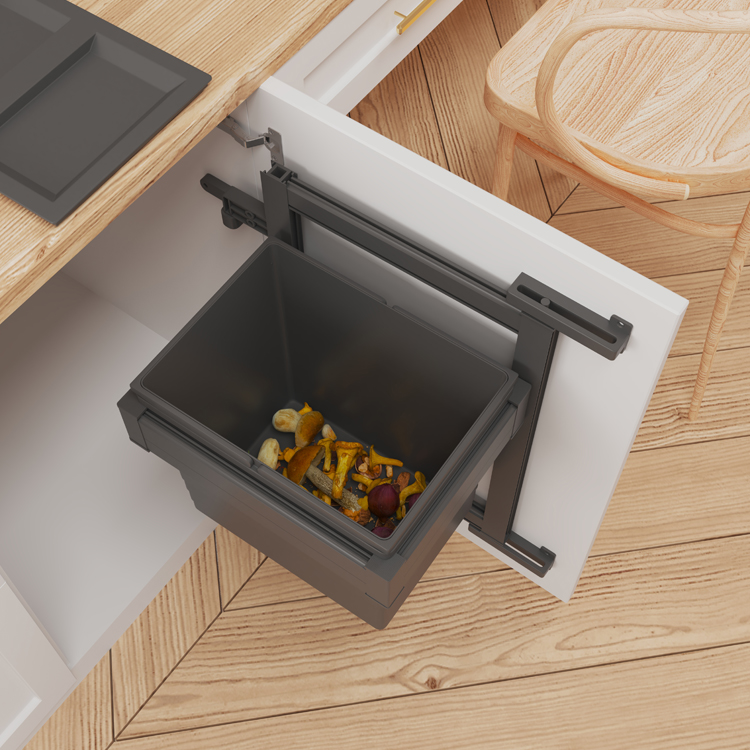 Kitchen Wall Mounted Trash Can Aluminium Waste Bin 