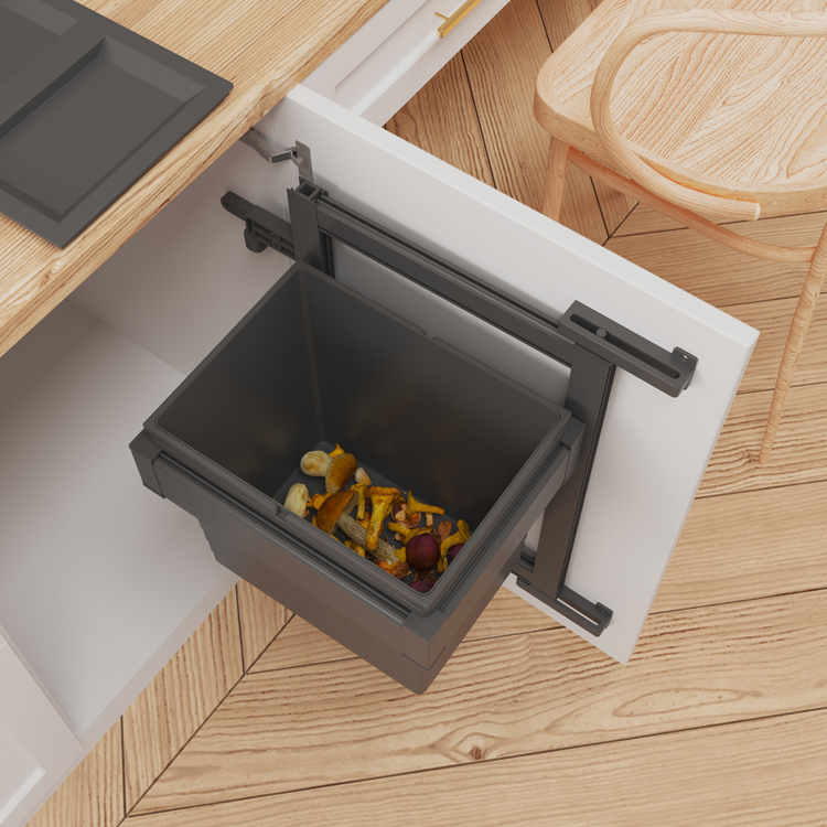 Kitchen Wall Mounted Trash Can Aluminium Waste Bin 