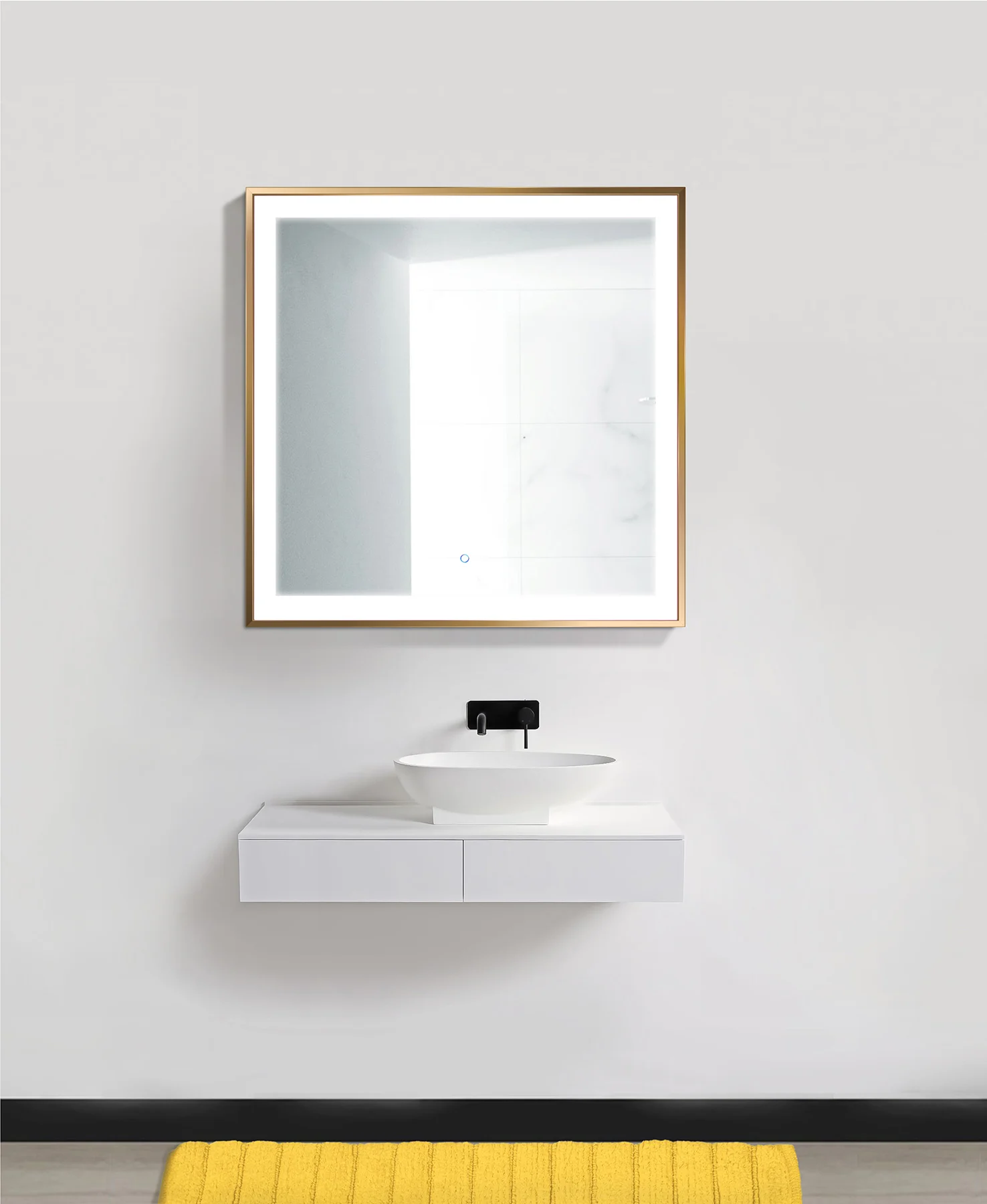 Rectangular chrome wall mirror - premium bathroom package