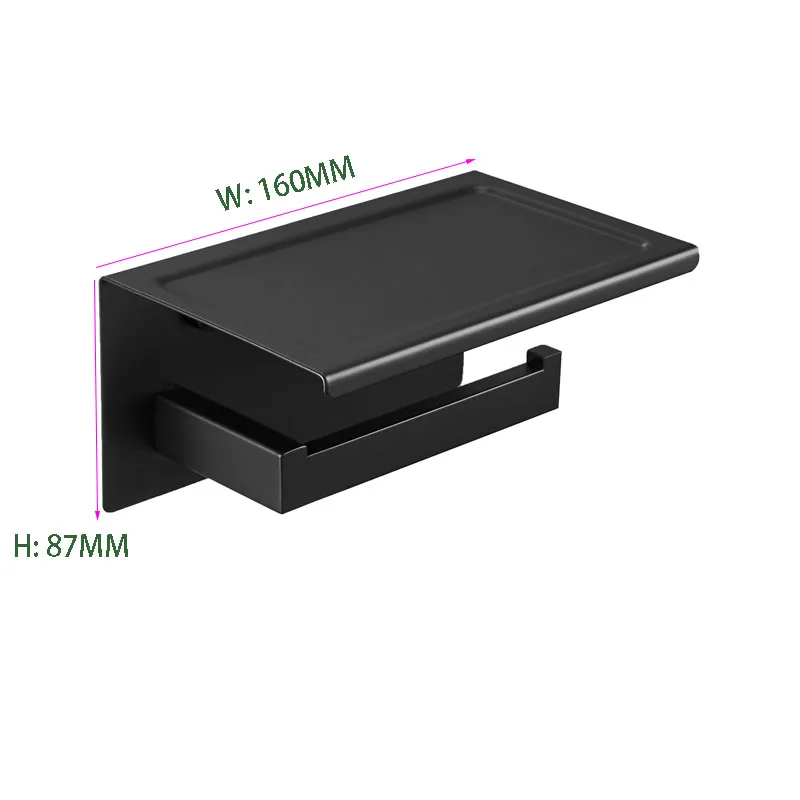 Square bar stainless steel toilet paper holder - matte black finish