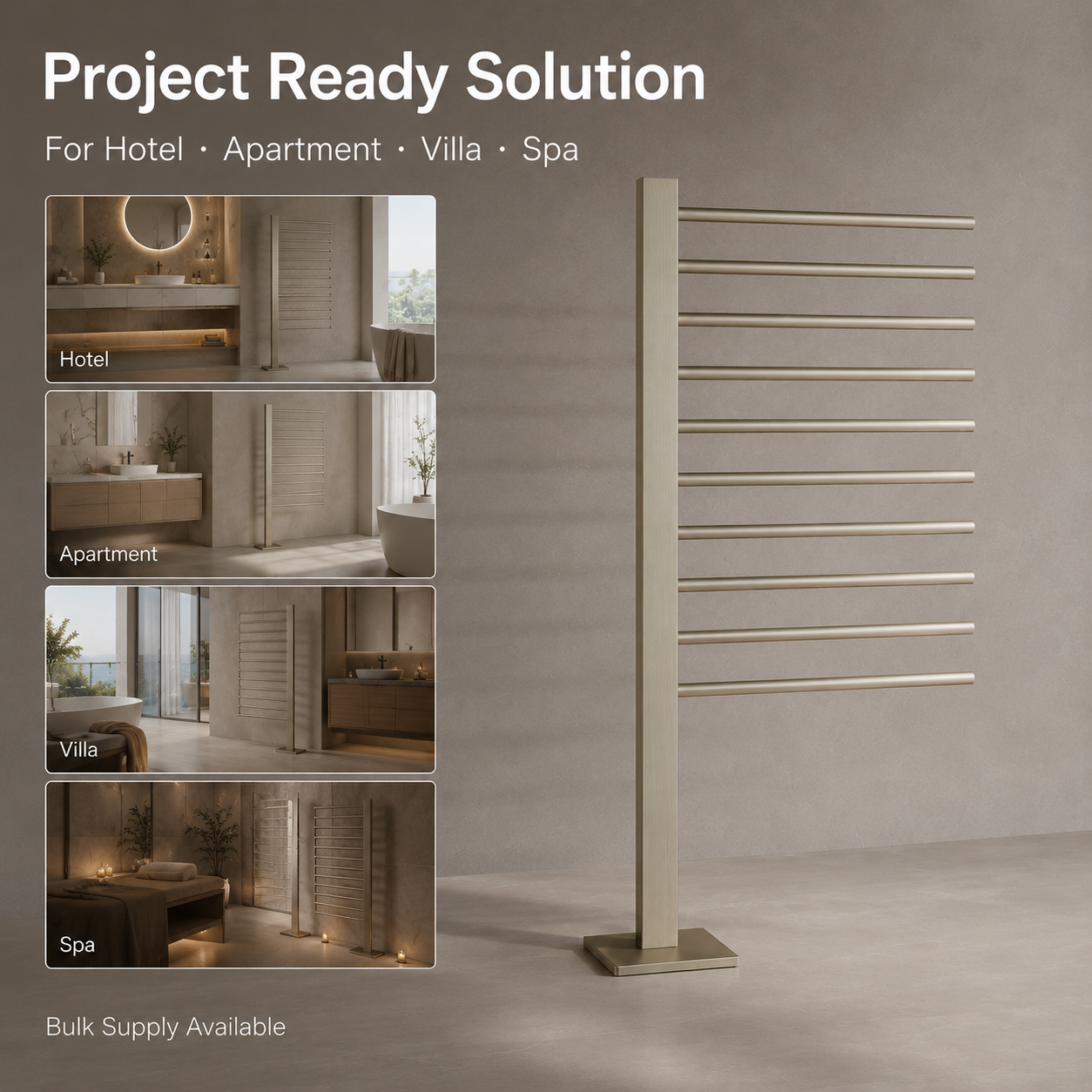 Premium matte black commercial electric towel warmer hospitality bathroom install
