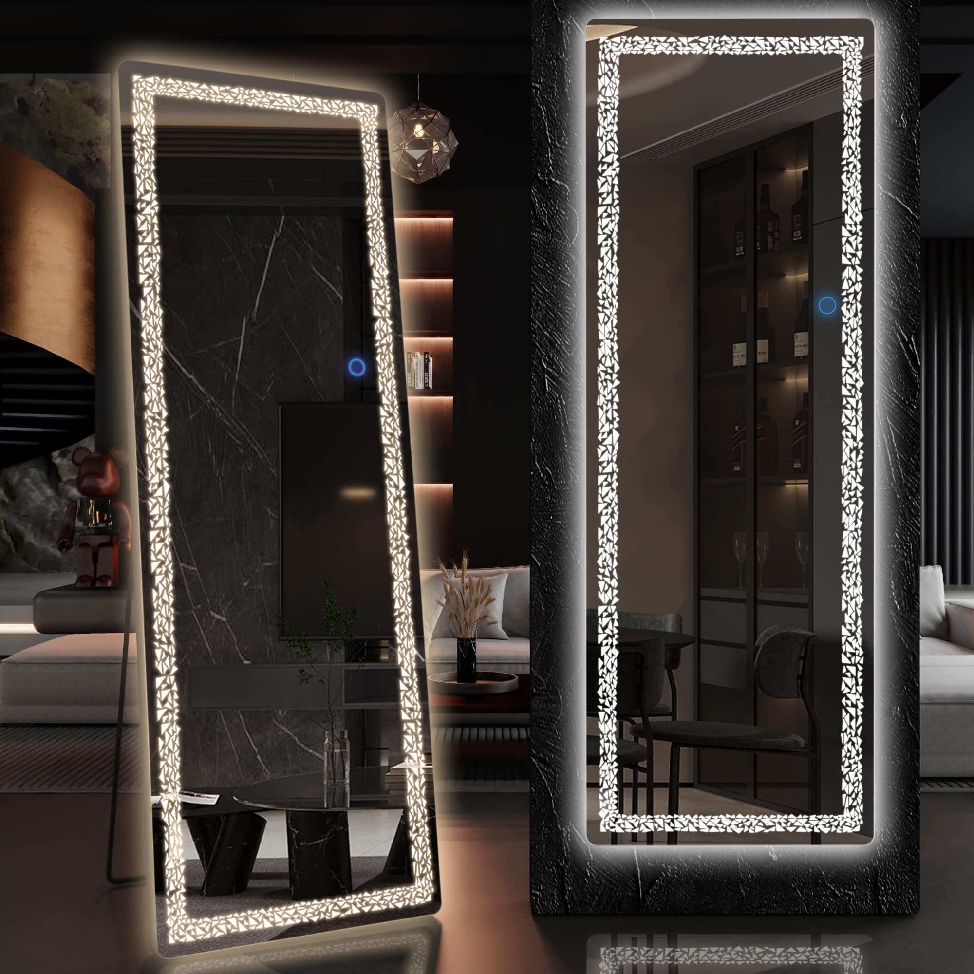 Full Length Barber Shop Makeup Wall Mirrors With Led Lights