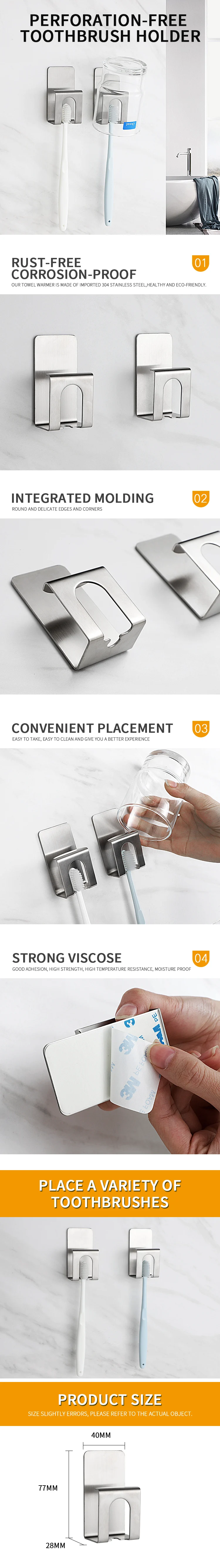 Removable Adhesive Strong Metal Stainless Steel Bathroom Hook