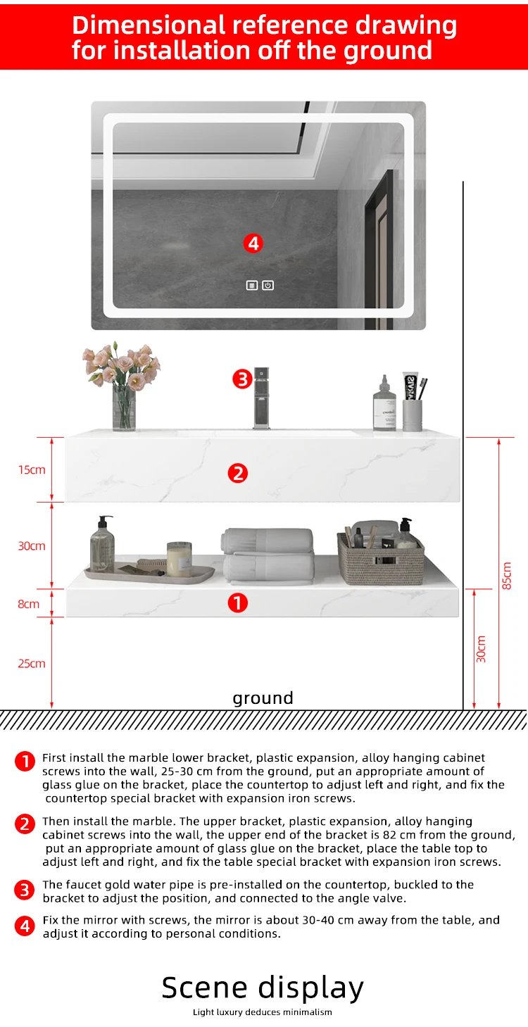 Mounted vanity in modern bathroom setting