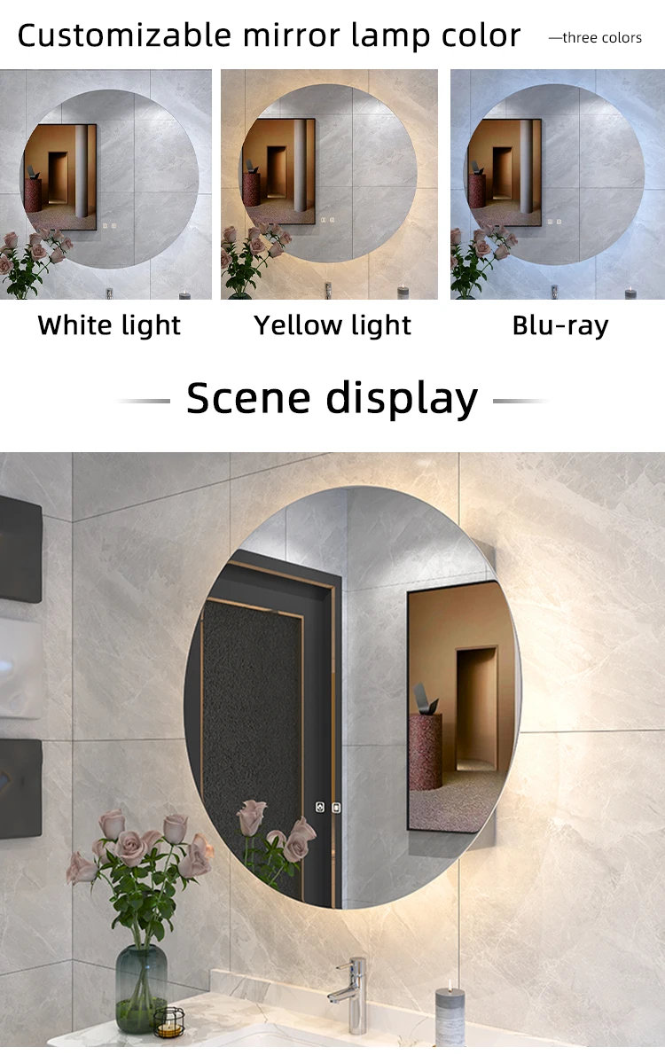 Oval LED bathroom mirror - edge and finishing view