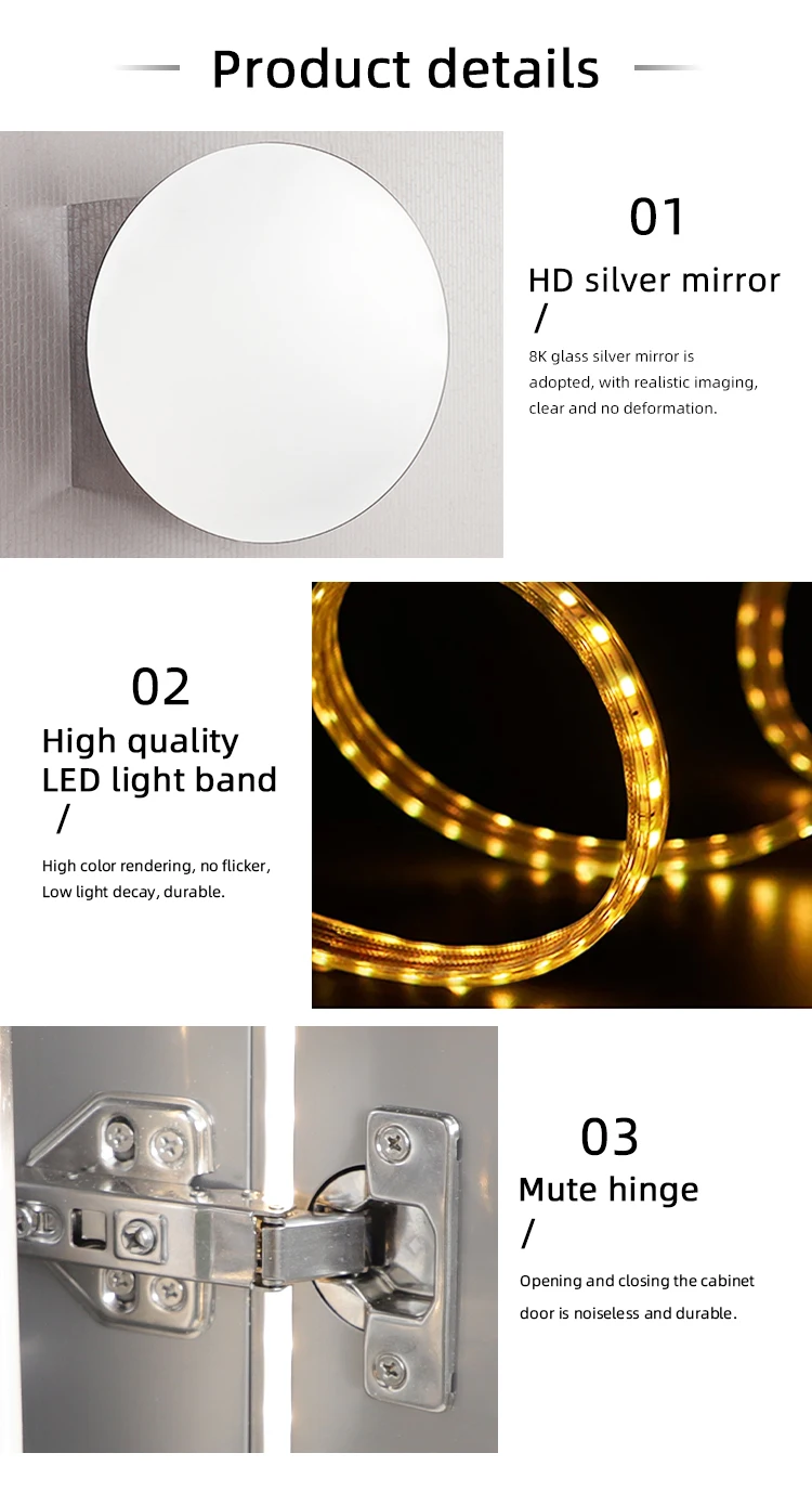 Stepless dimming LED mirror - lighting presentation