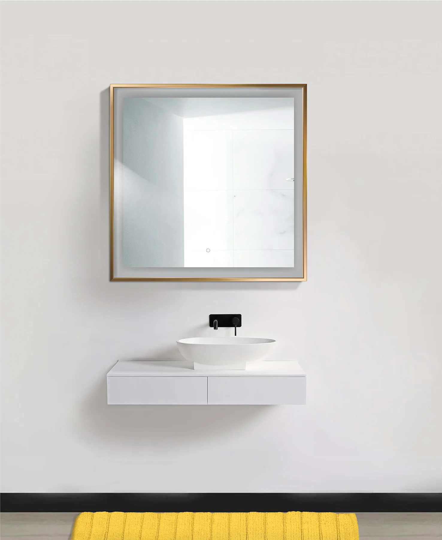 Chrome rectangular smart LED mirror - final look reference