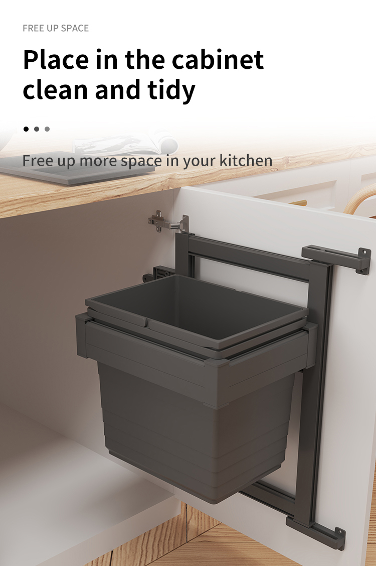 Space-saving kitchen trash can design