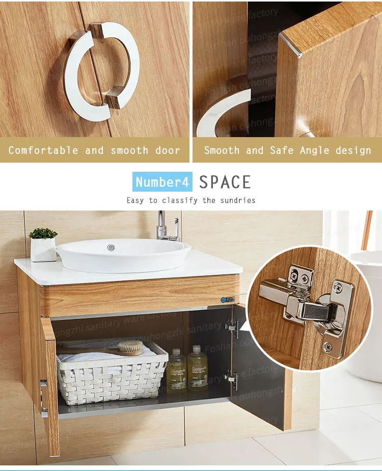 Side view of Stainless Steel Wooden Pattern Vanity