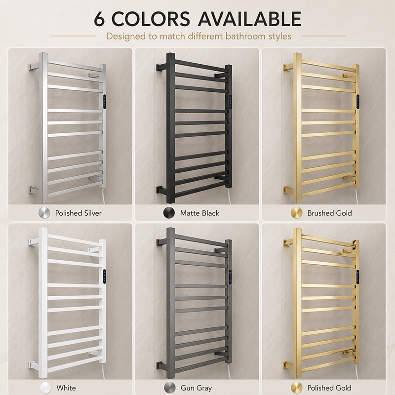 Bergoto stainless steel electric heated drying rack for luxury hotel bathrooms