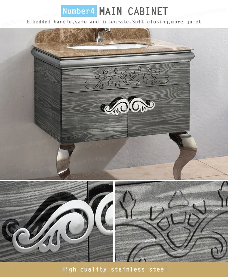 Installed wooden color vanity in modern bathroom setting