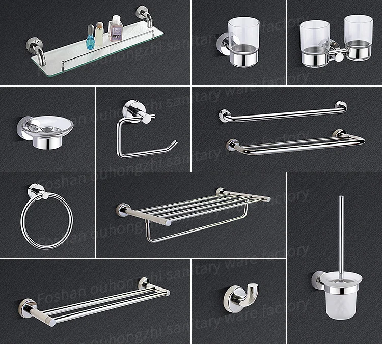 Hotel stainless steel single towel bar front view