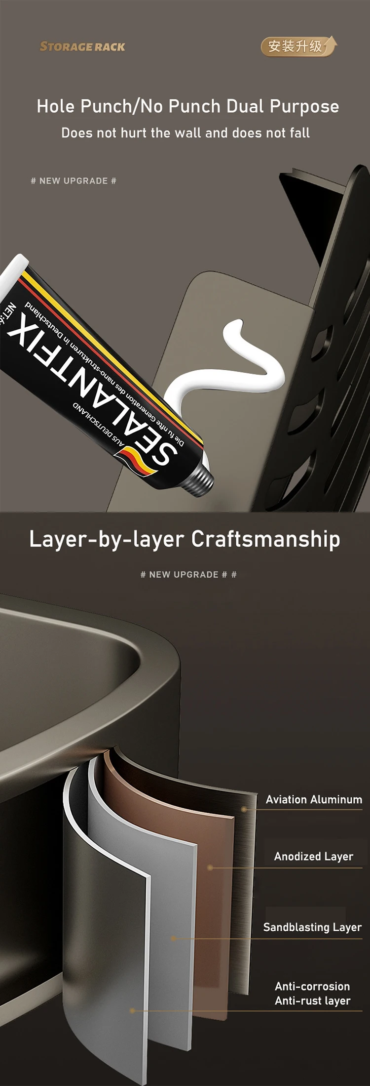 no drilling shower caddy - installation reference