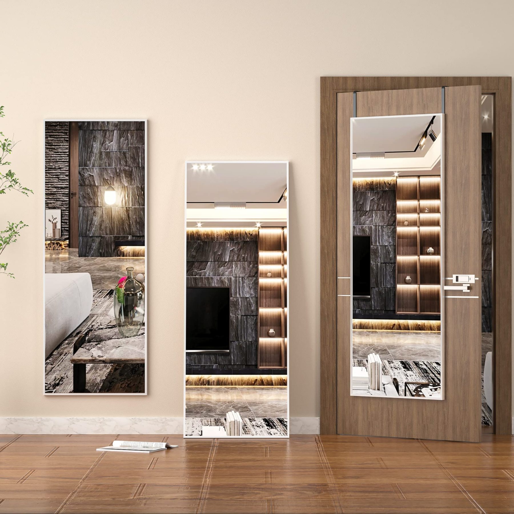 Full Length Barber Shop Makeup Wall Mirrors With Led Lights