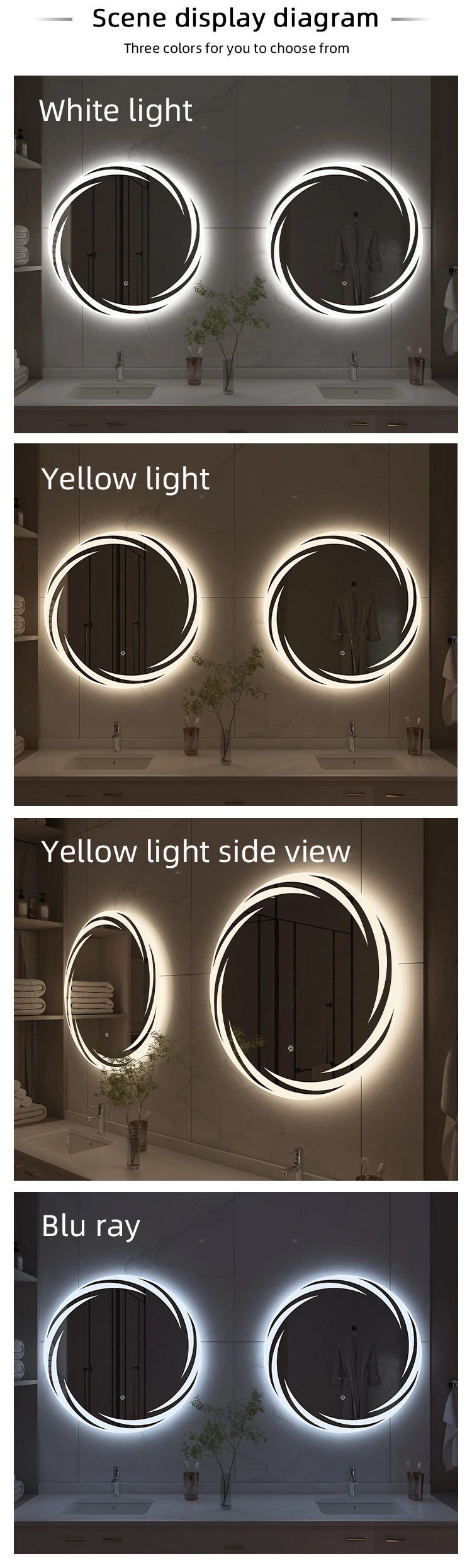 Round smart LED mirror - installation or structural reference