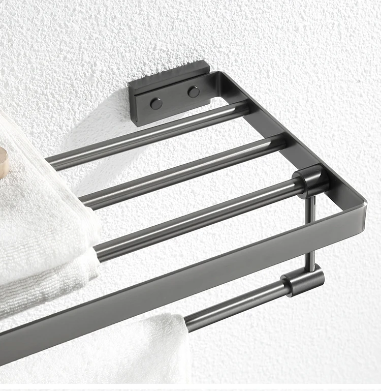 Black towel rack surface detail