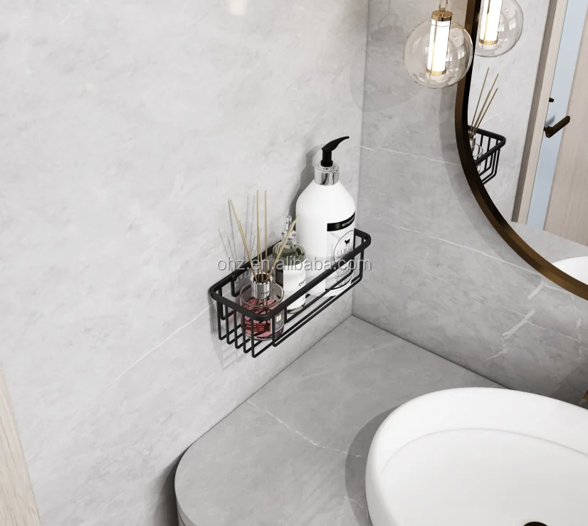 Wall mounted stainless steel bathroom shelf - installation view