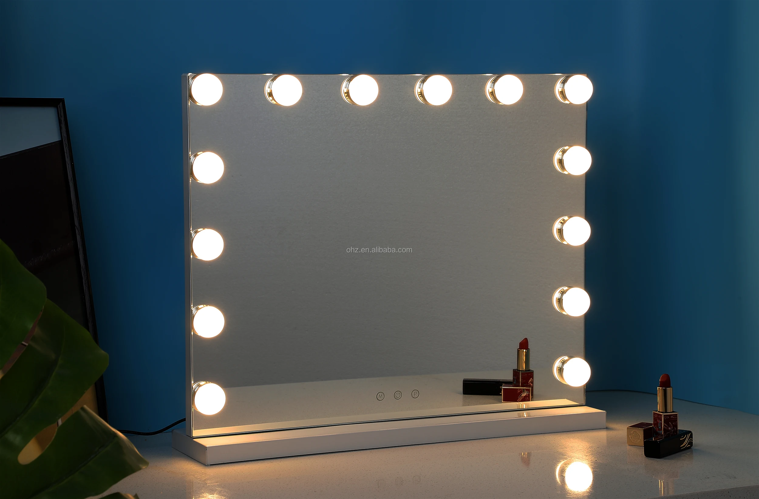 LED lighting effect - white frame vanity mirror