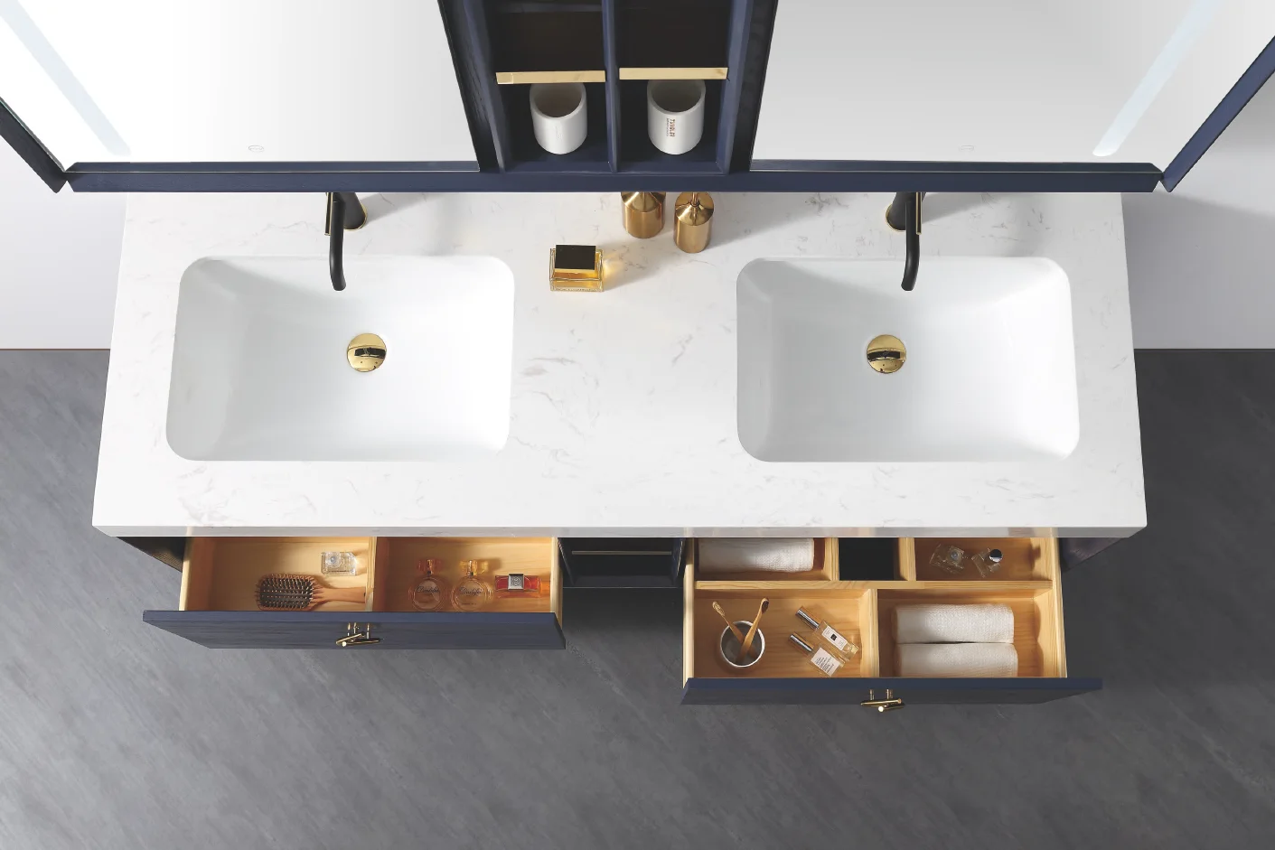 Layout drawing for sink, cabinet and mirror combination