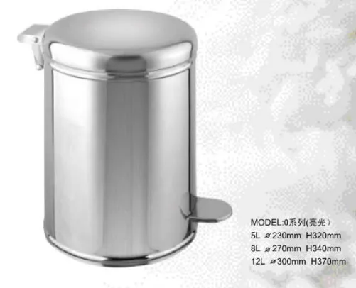 Stainless steel bathroom foot pedal waste bin in different capacities