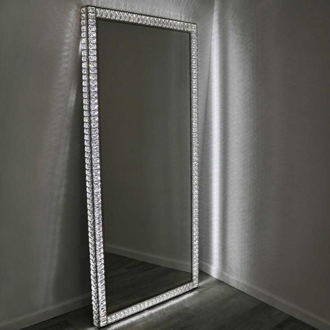 Dream Led Sparkly Silver Wall Mirror Bathroom Diamond Large Full Length Mirrors 