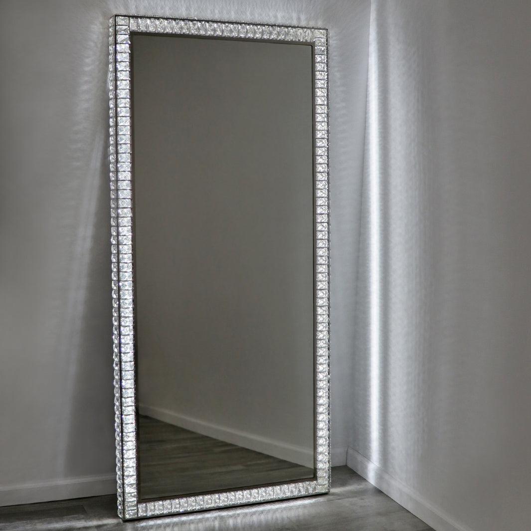 Dream Led Sparkly Silver Wall Mirror Bathroom Diamond Large Full Length Mirrors 