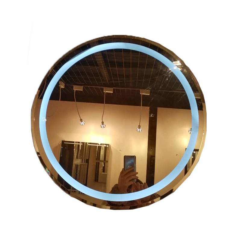 Round LED vanity mirror - lighting detail view