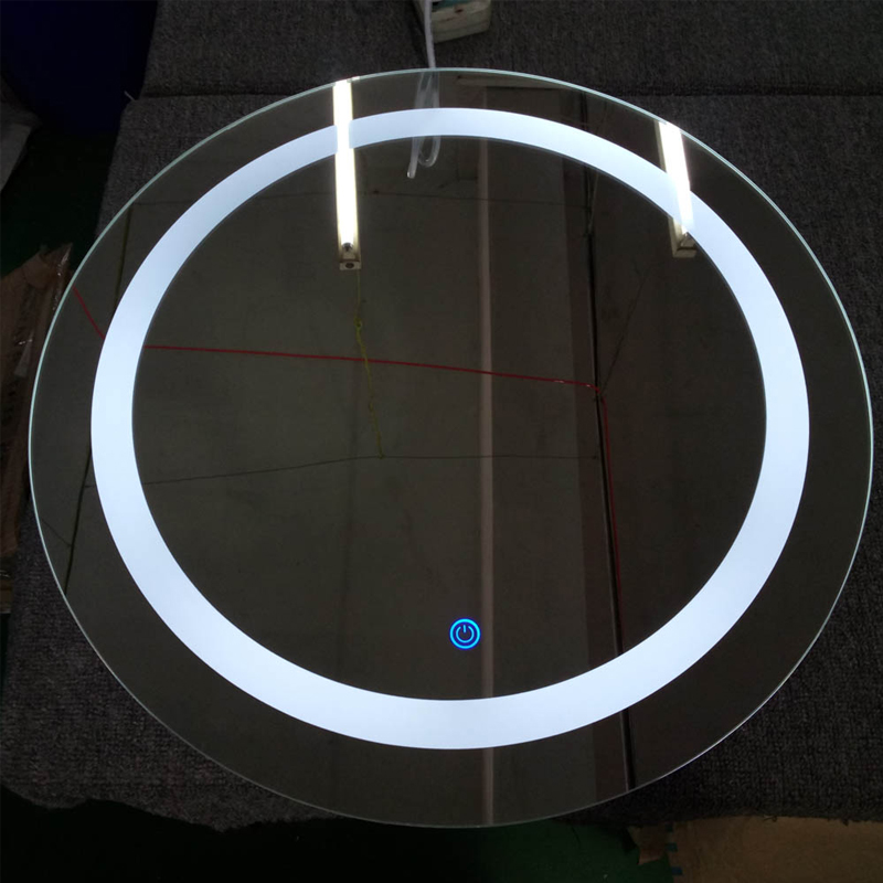 Round frameless LED bathroom mirror - overall view