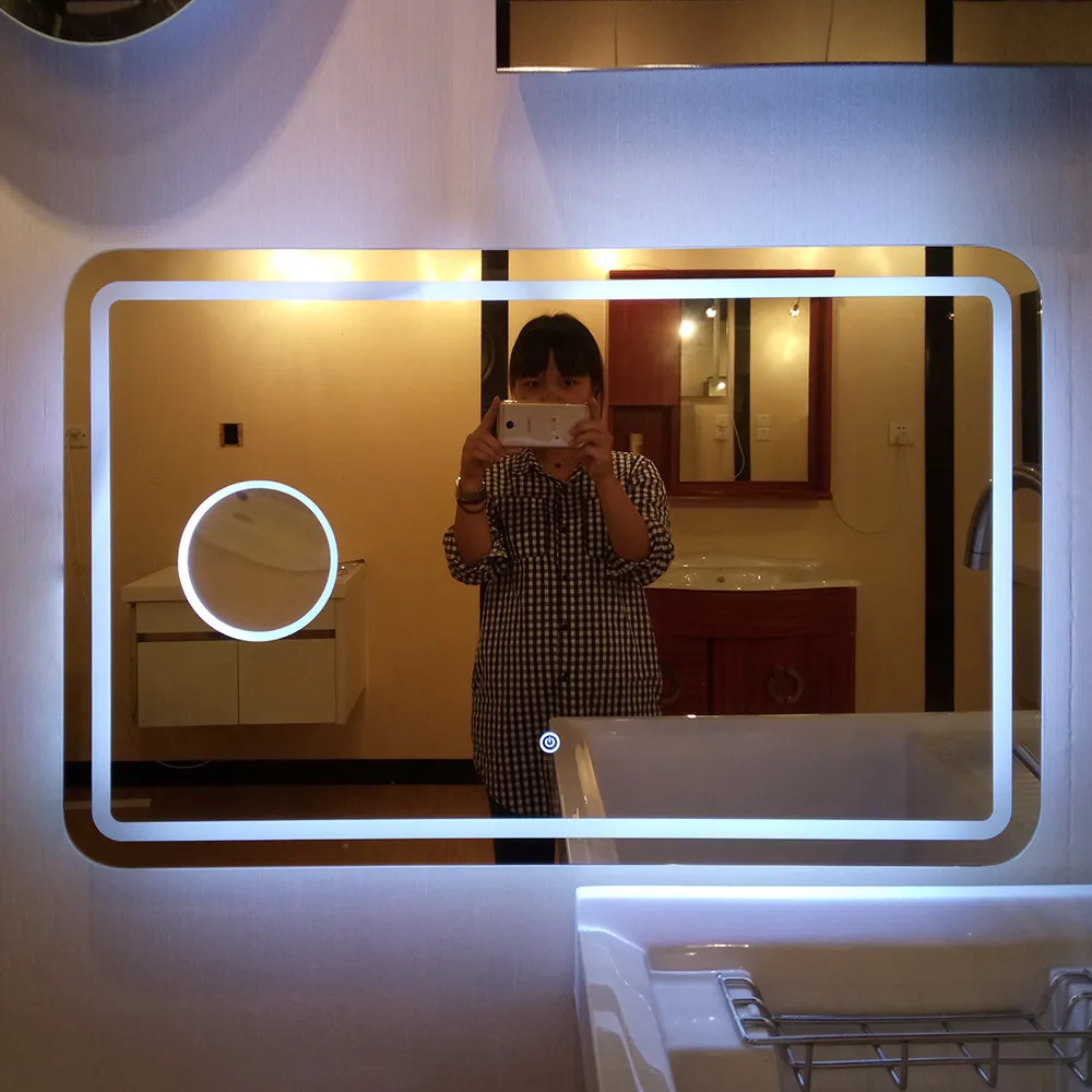 Frameless waterproof LED bathroom mirror - overall view