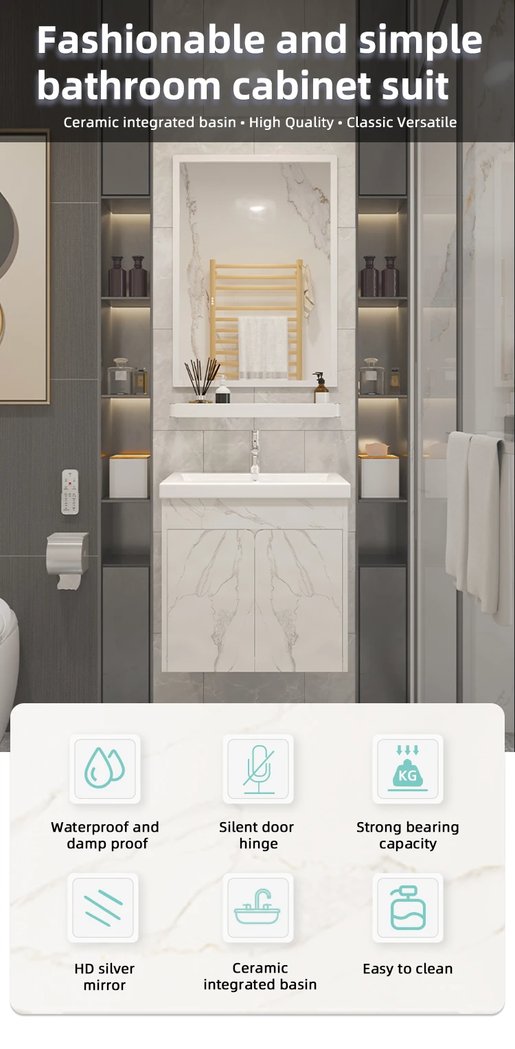 Luxury modern wall-hung bathroom vanity cabinet front view