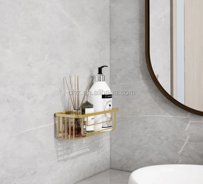 Bathroom shelf rack - side and tier detail