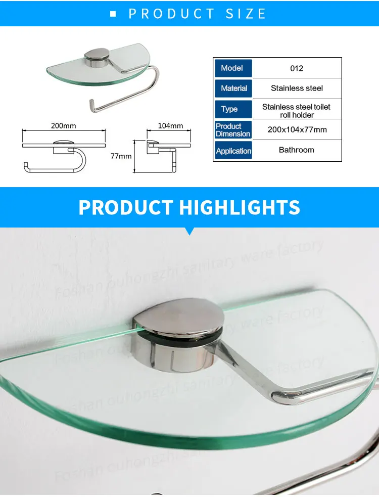 Side view of glass shelf and holder arm