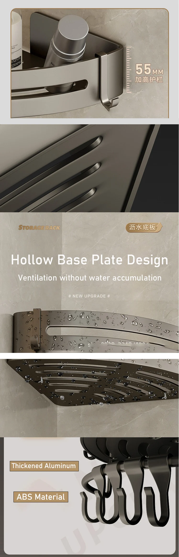 bathroom organizer - corner fit angle view