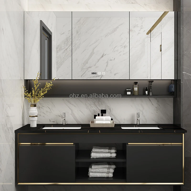 Luxury Black Bathroom Vanity Front View