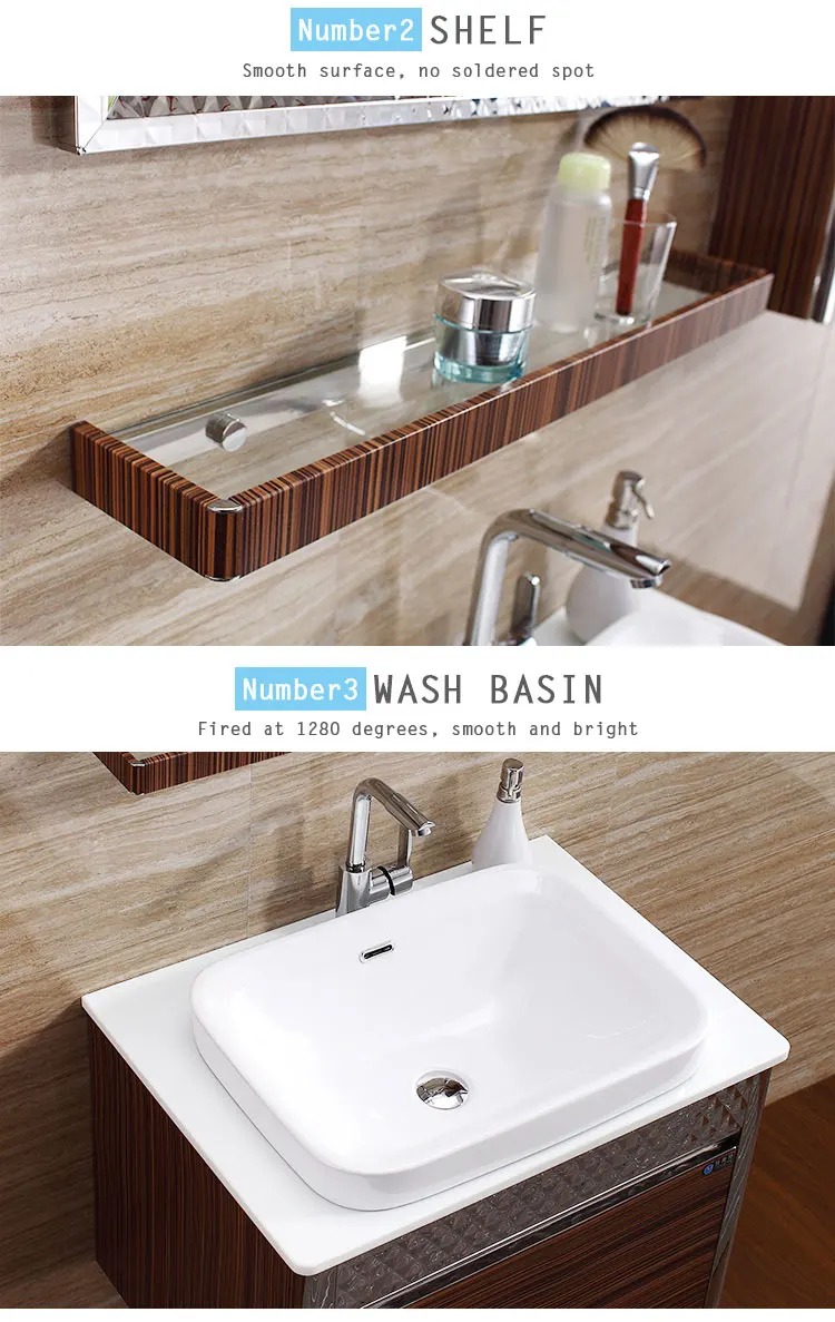 Stainless steel bathroom cabinet with open partition drawer