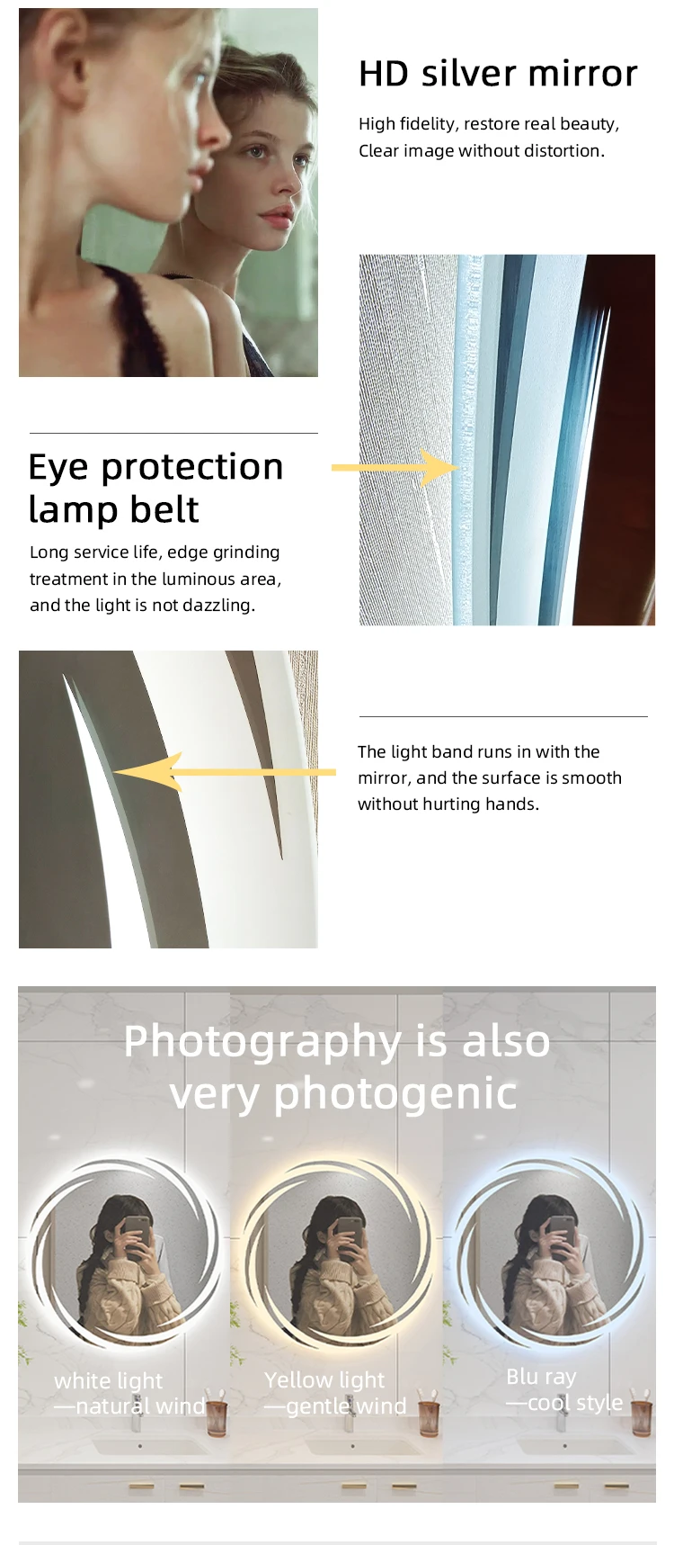 Hotel bathroom LED mirror - application view