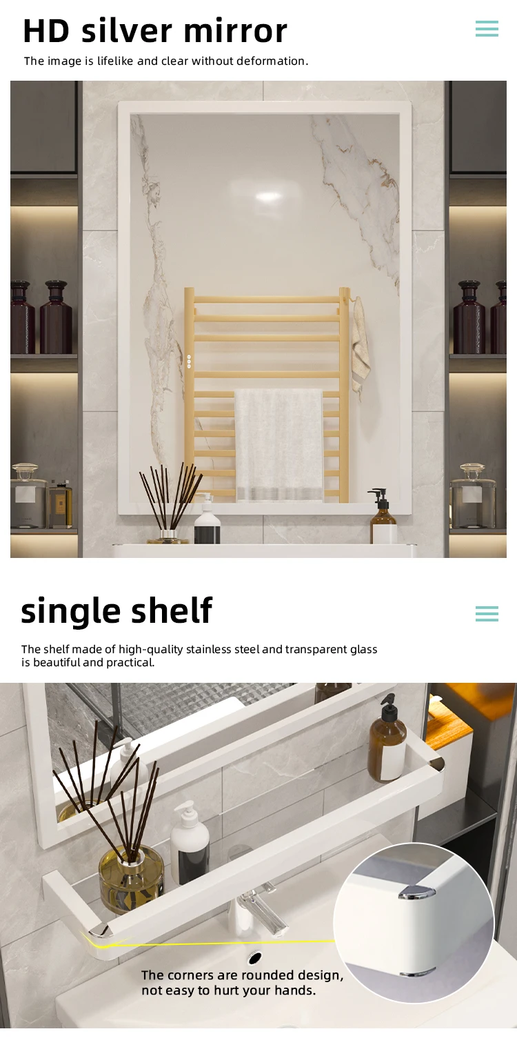 Bathroom vanity cabinet with integrated basin and storage drawers