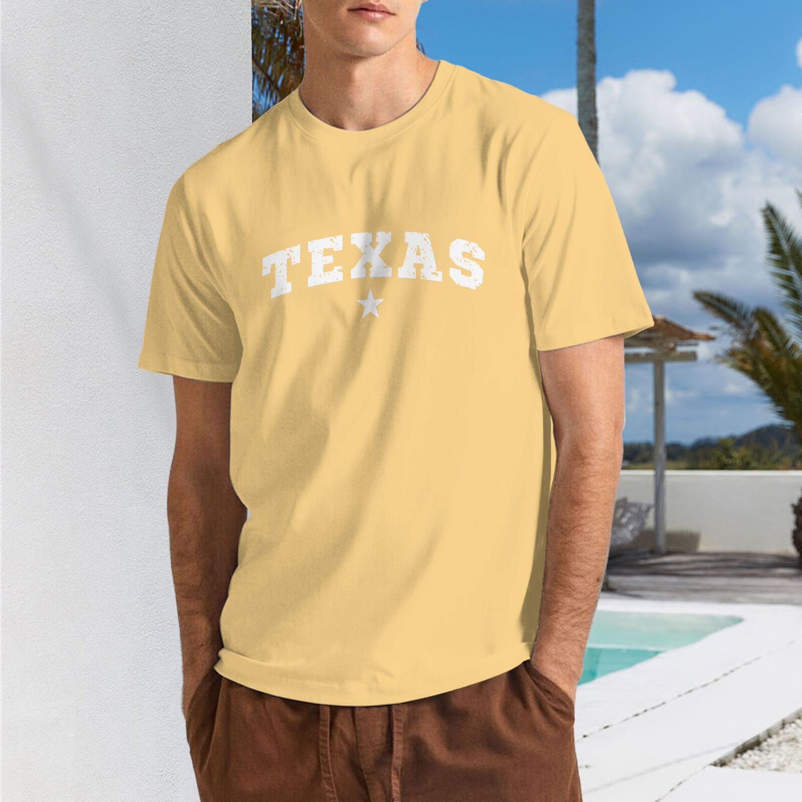 Texas T-Shirt 100% Cotton Crew Neck Short Sleeve T-Shirt CULTSTV301