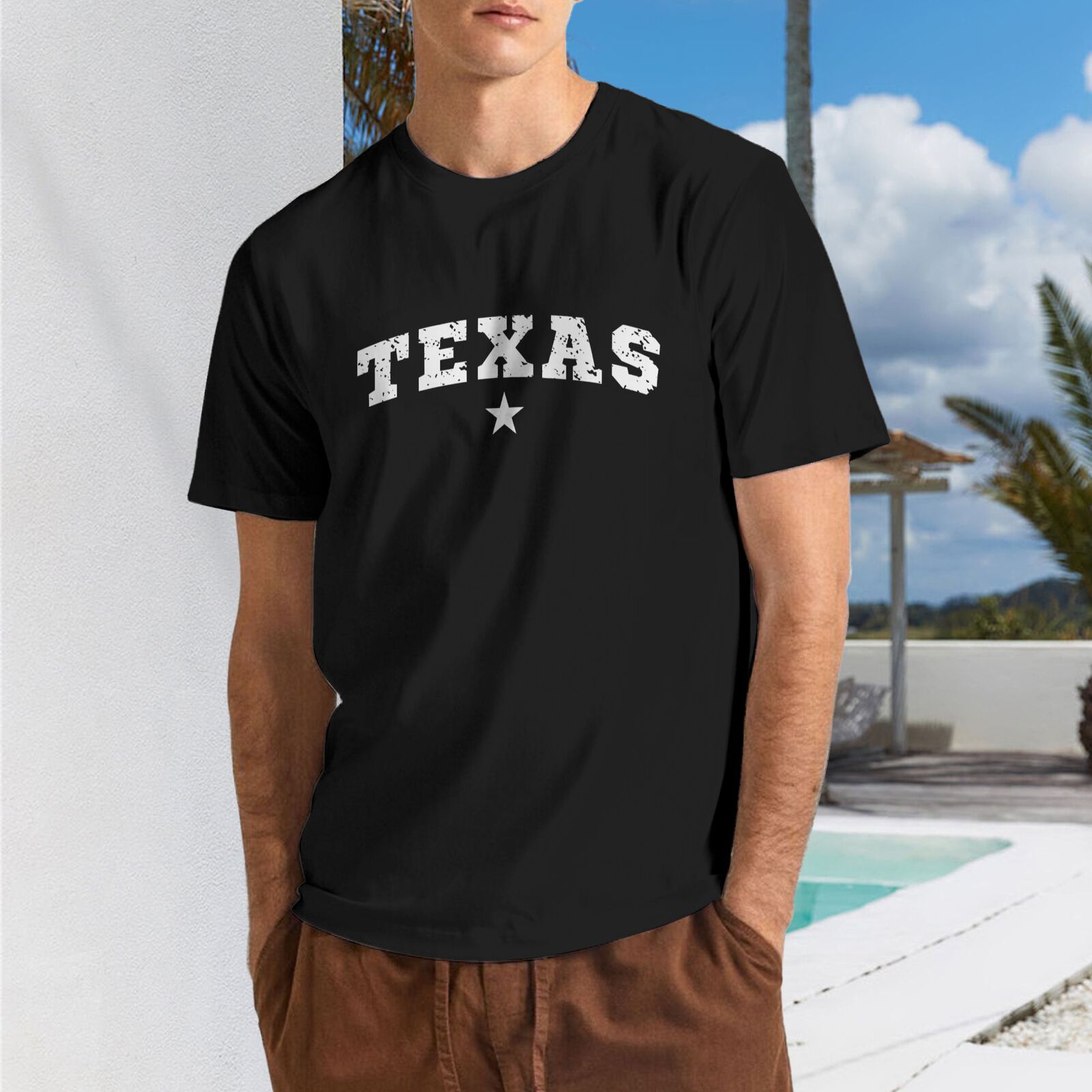Texas T-Shirt 100% Cotton Crew Neck Short Sleeve T-Shirt CULTSTV301