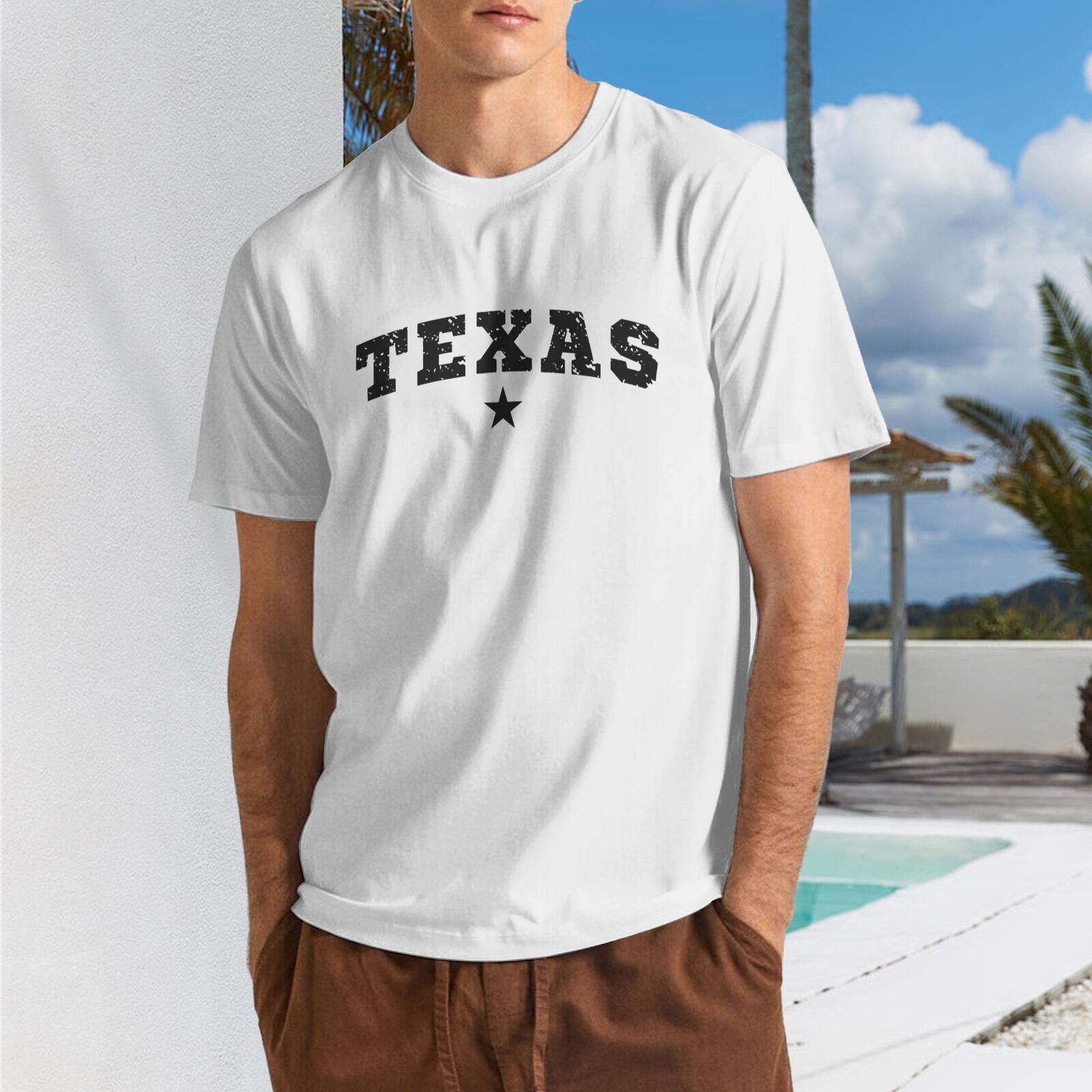 Texas T-Shirt 100% Cotton Crew Neck Short Sleeve T-Shirt CULTSTV301