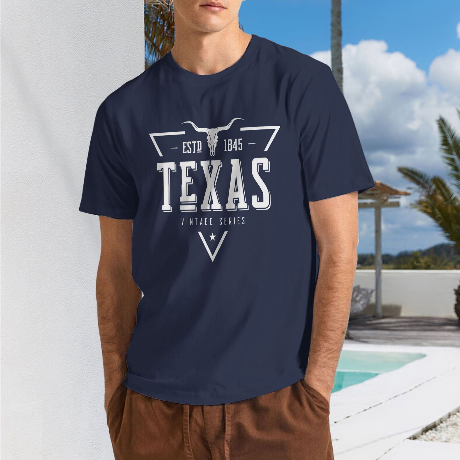 Texas ESTD 1845 T-Shirt 100% Cotton Crew Neck Short Sleeve T-Shirt Vintage Series CULTSTV302