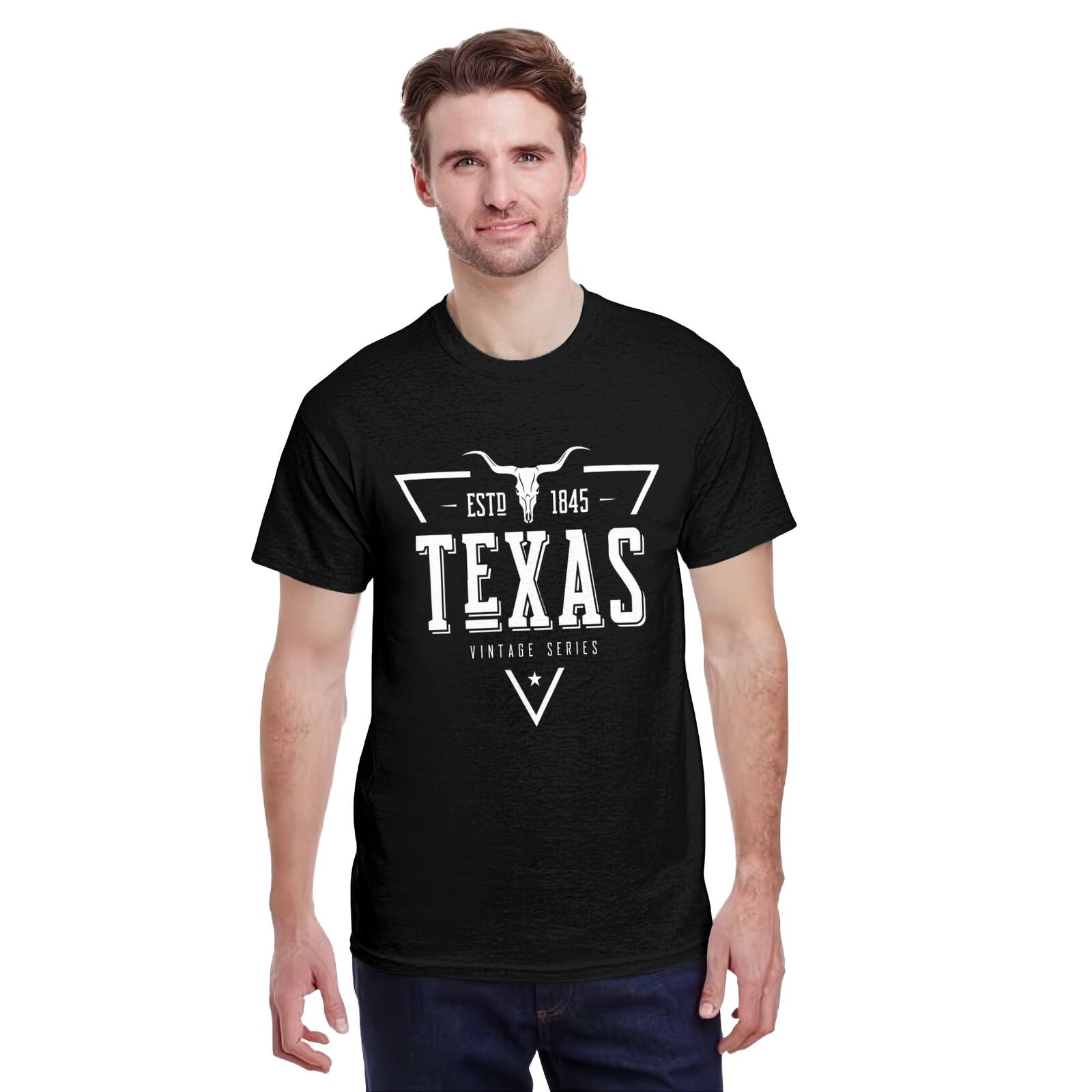 Texas ESTD 1845 T-Shirt 100% Cotton Crew Neck Short Sleeve T-Shirt Vintage Series CULTSTV302