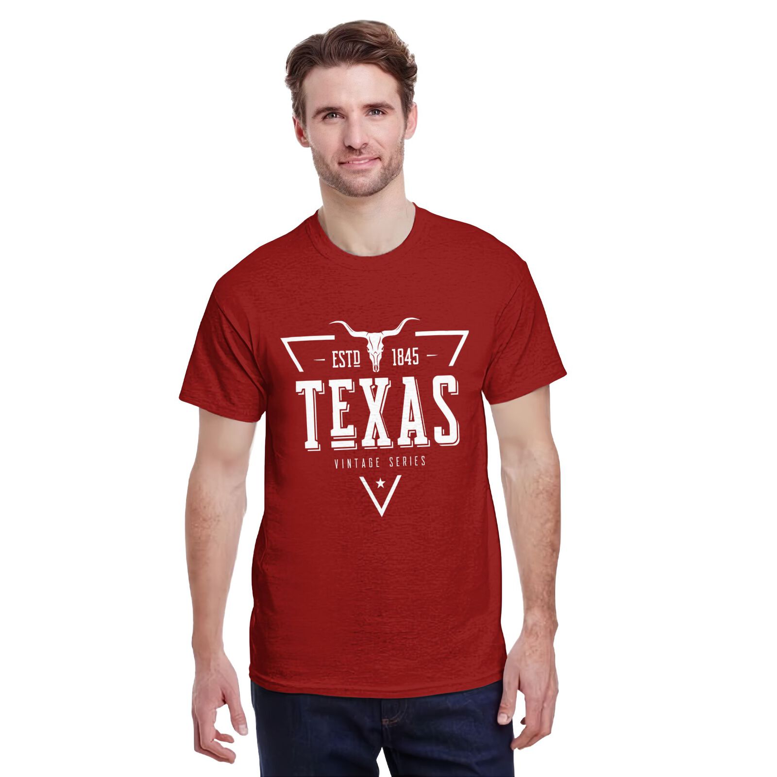 Texas ESTD 1845 T-Shirt 100% Cotton Crew Neck Short Sleeve T-Shirt Vintage Series CULTSTV302