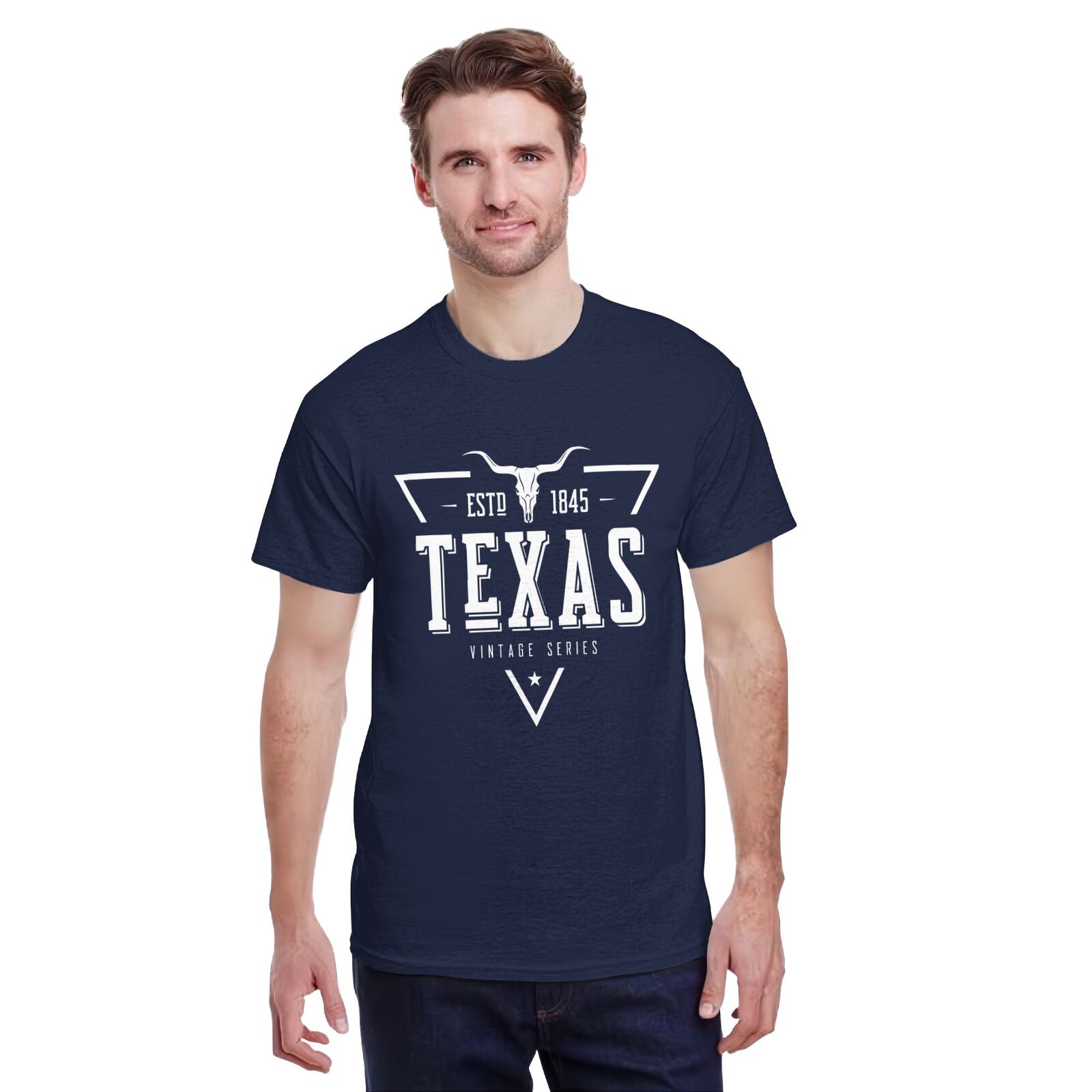 Texas ESTD 1845 T-Shirt 100% Cotton Crew Neck Short Sleeve T-Shirt Vintage Series CULTSTV302