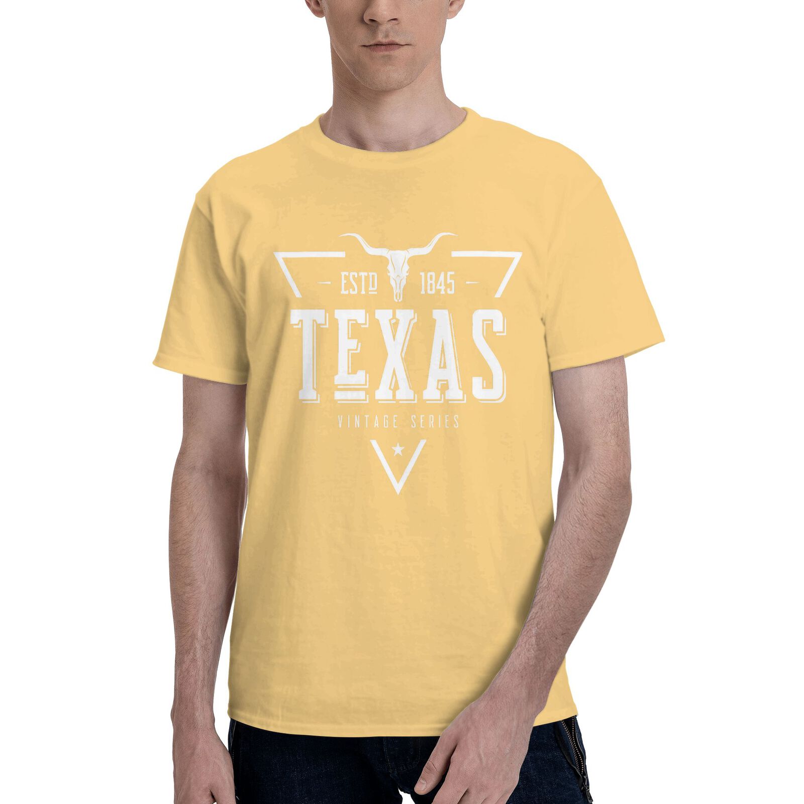 Texas ESTD 1845 T-Shirt 100% Cotton Crew Neck Short Sleeve T-Shirt Vintage Series CULTSTV302