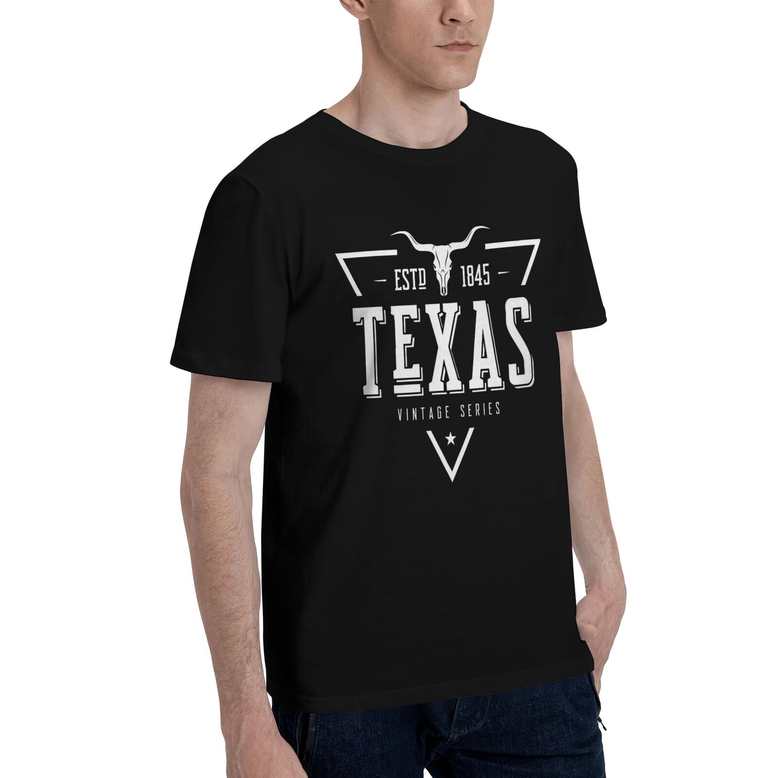 Texas ESTD 1845 T-Shirt 100% Cotton Crew Neck Short Sleeve T-Shirt Vintage Series CULTSTV302