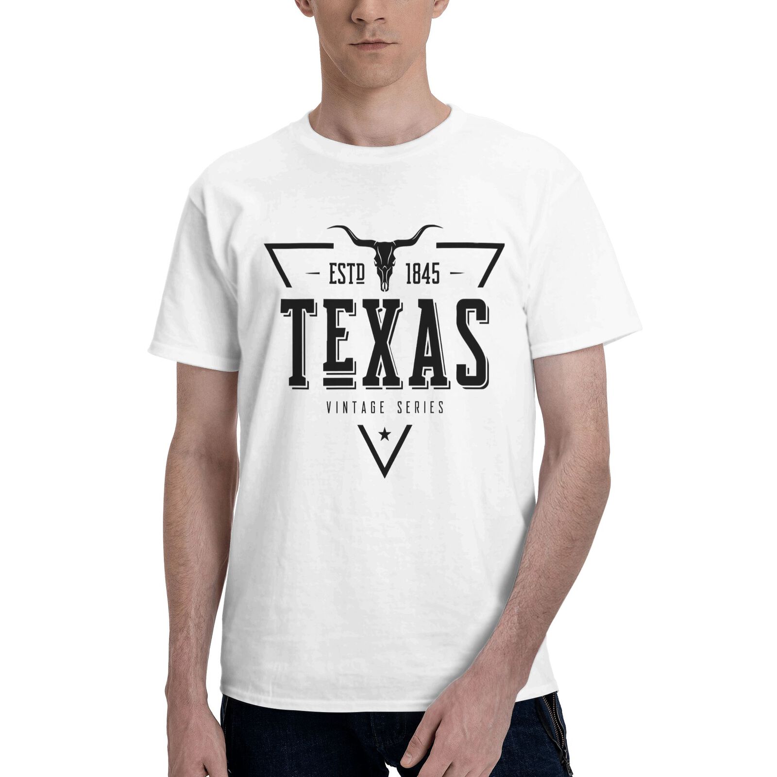 Texas ESTD 1845 T-Shirt 100% Cotton Crew Neck Short Sleeve T-Shirt Vintage Series CULTSTV302