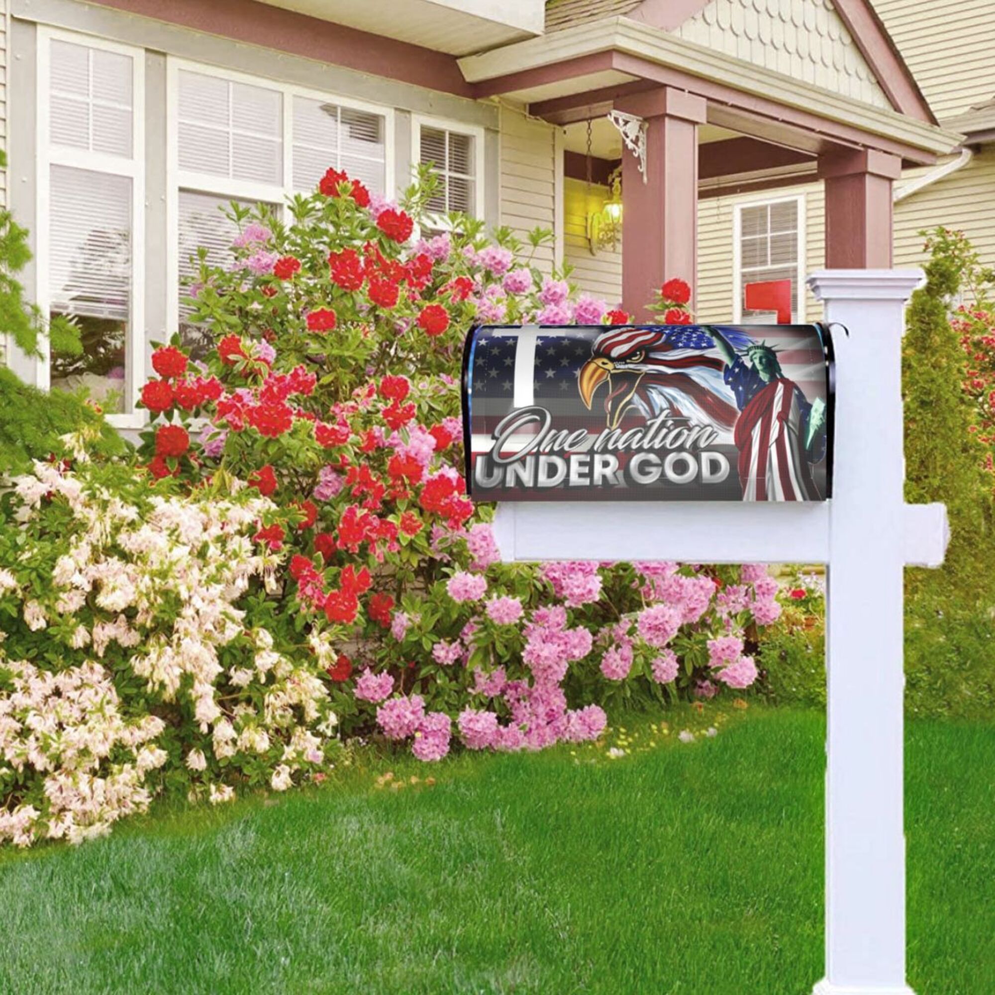 American Mailbox Cover US Eagle Cross Freedom Grommet Flag One Nation Under God